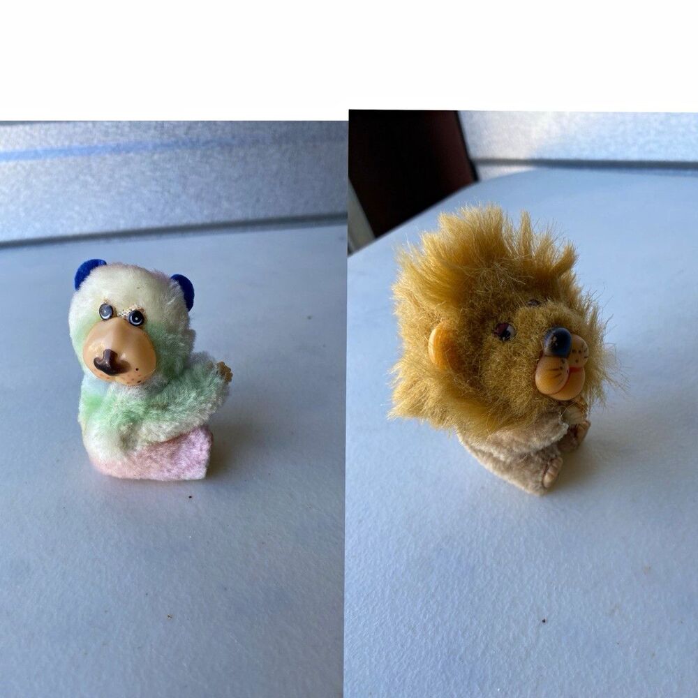 Vintage Pencil Topper Hugger Lot - Rainbow Tie Dye Bear & Lion